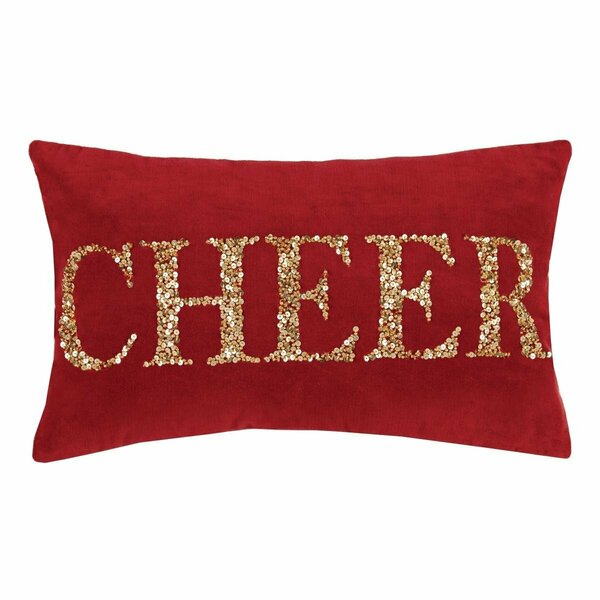 Puesta En Escena 12 x 20 in. Cheer Beaded Pillow, Red PU3686188